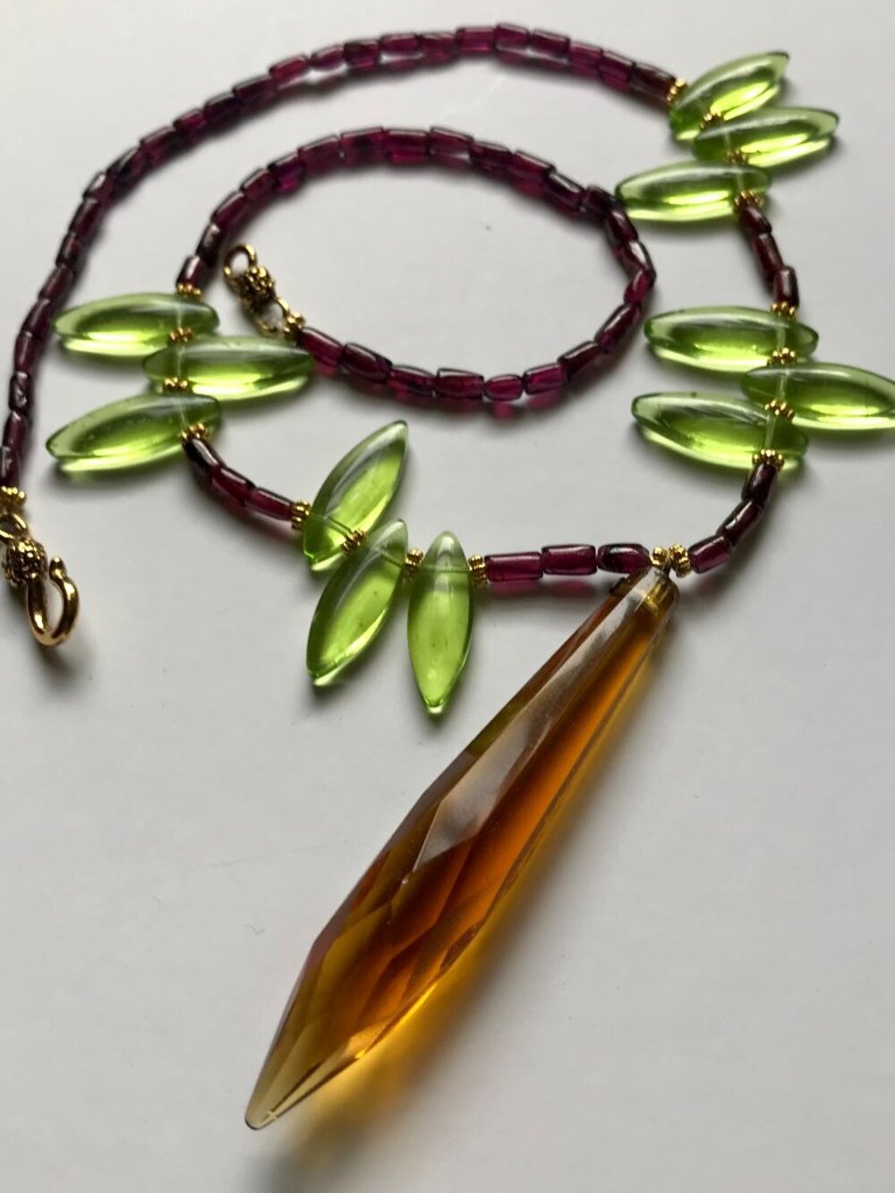 Unique Upcycled One of a Kind Garnet Necklace